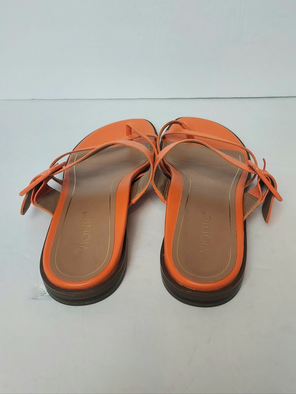 VIONIC Julep Slide Sandal Strappy Buckle Detail Flat Summer Shoes Orange Size 9 - Picture 3 of 10